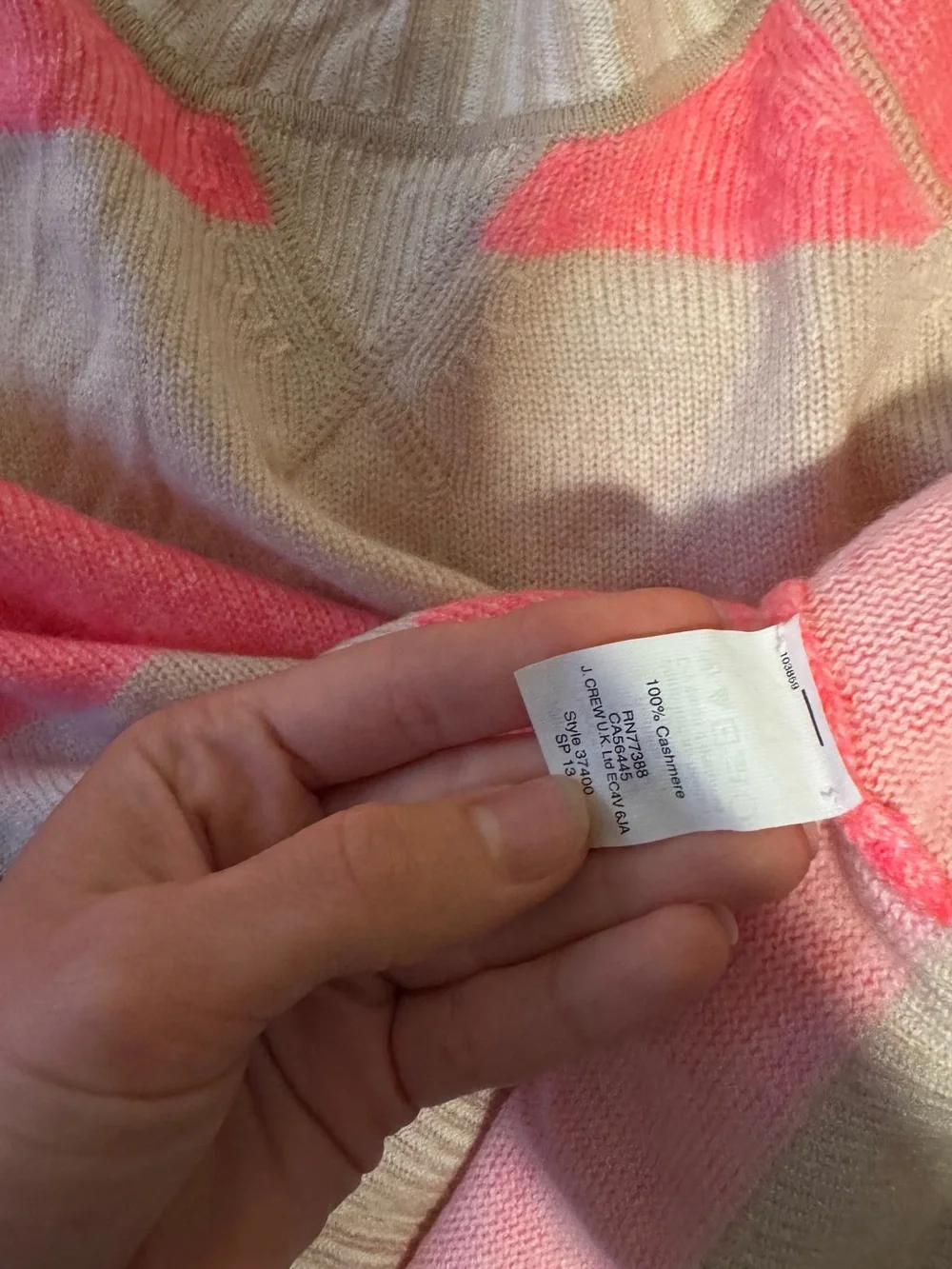 J. Crew Women’s Crewneck Sweater in Tan and Coral Stripes